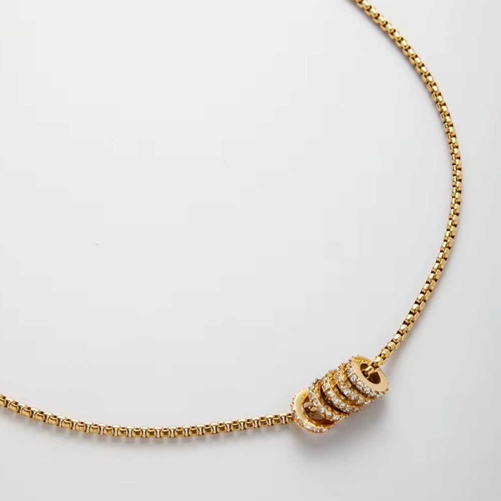 AMD Gold Necklace with Charm Rings